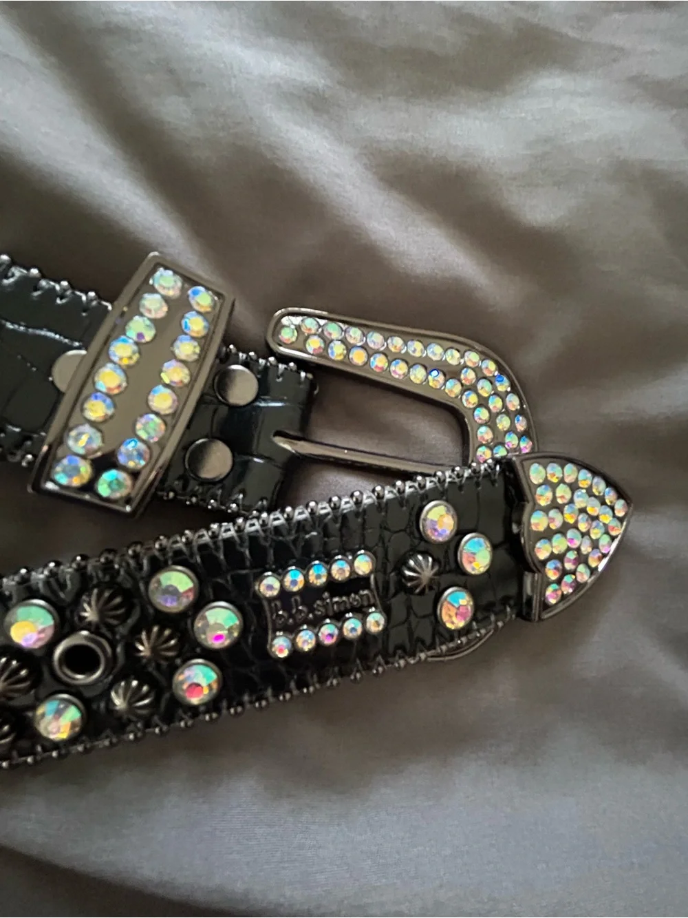 Black Patent Jeweled Western Belt